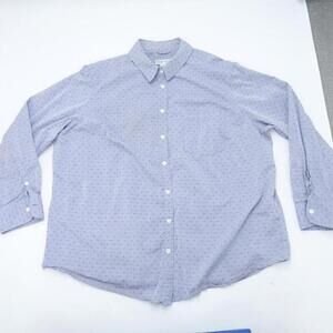 Ava & Viv Shirt Women's‎ 2X Blue Polka Dot Button-Up Long Sleeve Classic Formal